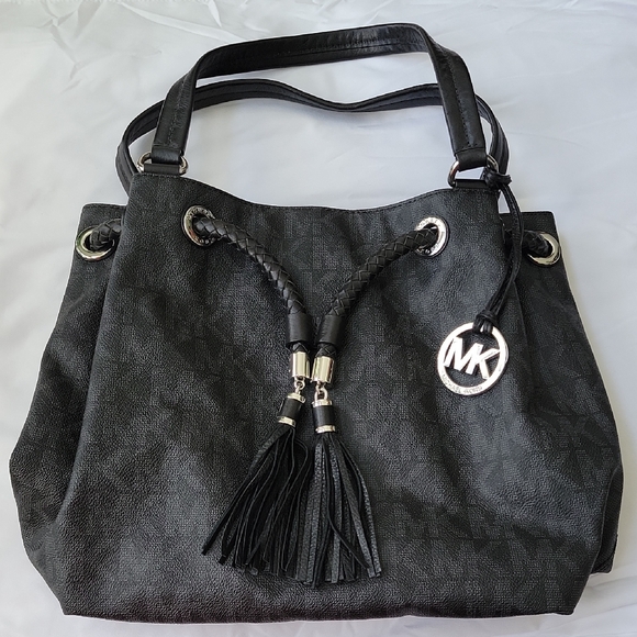 Michael Kors Handbags - Michael Kors Black Logo Shoulder Bag with Tassels